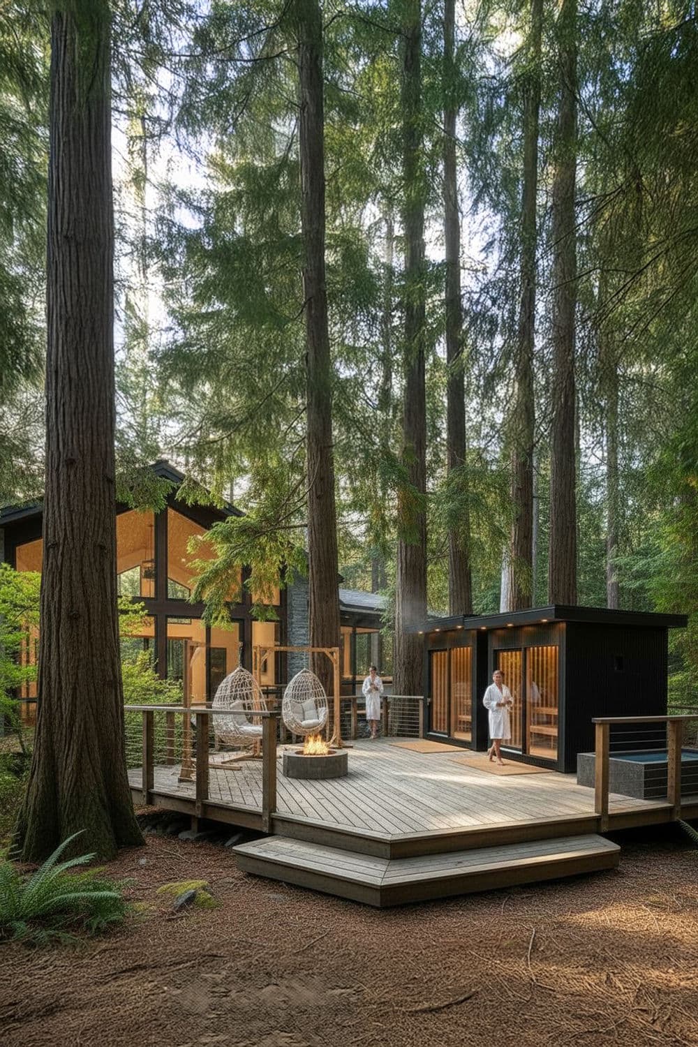 Purpose-built outdoor infrared sauna with weather-sealed roof and Western Red Cedar construction