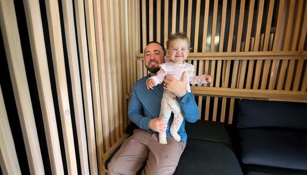 Chris with a completed Atlas sauna