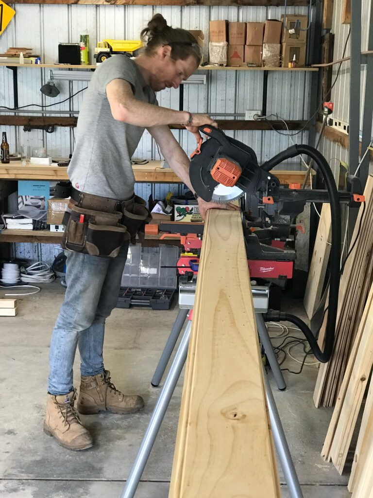 Allan cutting premium Western Red Cedar on the table saw