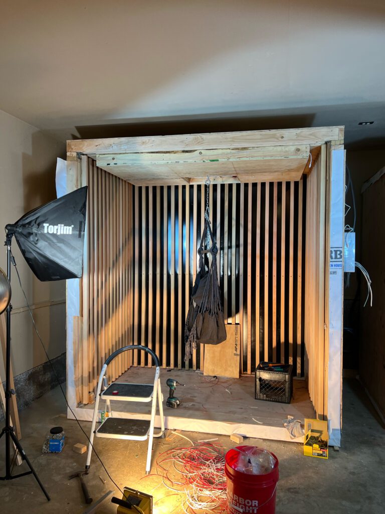 Custom infrared sauna with bench lighting